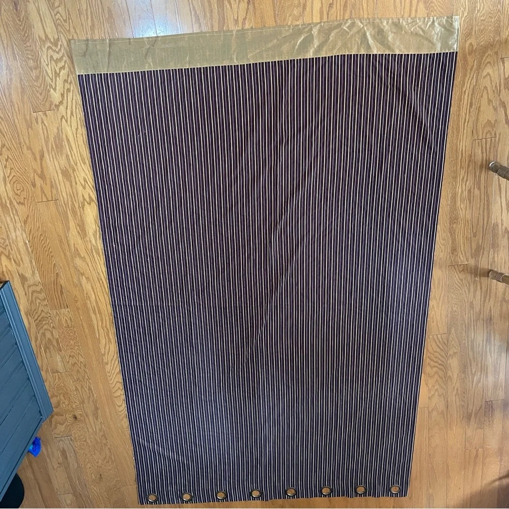 Maroon Burgandy Gold Striped Curtain Panel with Grommets 3‎ panels